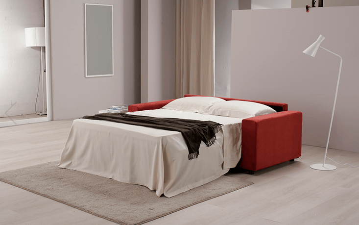 Offerta divano letto materasso alto cm. 18 | con sistema di sollevamento su  ruote