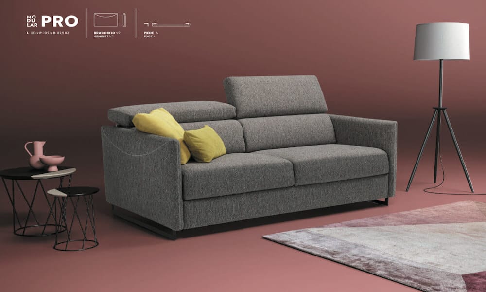 Divano Letto Modular Pro Con Schienale Regolabile E Rete A Doghe Tino Mariani